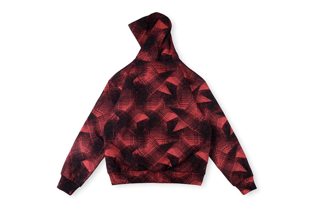 Sp5der 555555 Worldwide Vintage Red-Black Plaid Spider Web Hoodie - Burgundy - product image 2