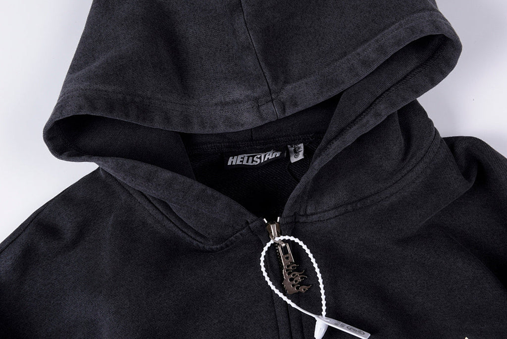 Hellstar Studios American Street Washed Distressed Hoodie - Navy Black - product image 7