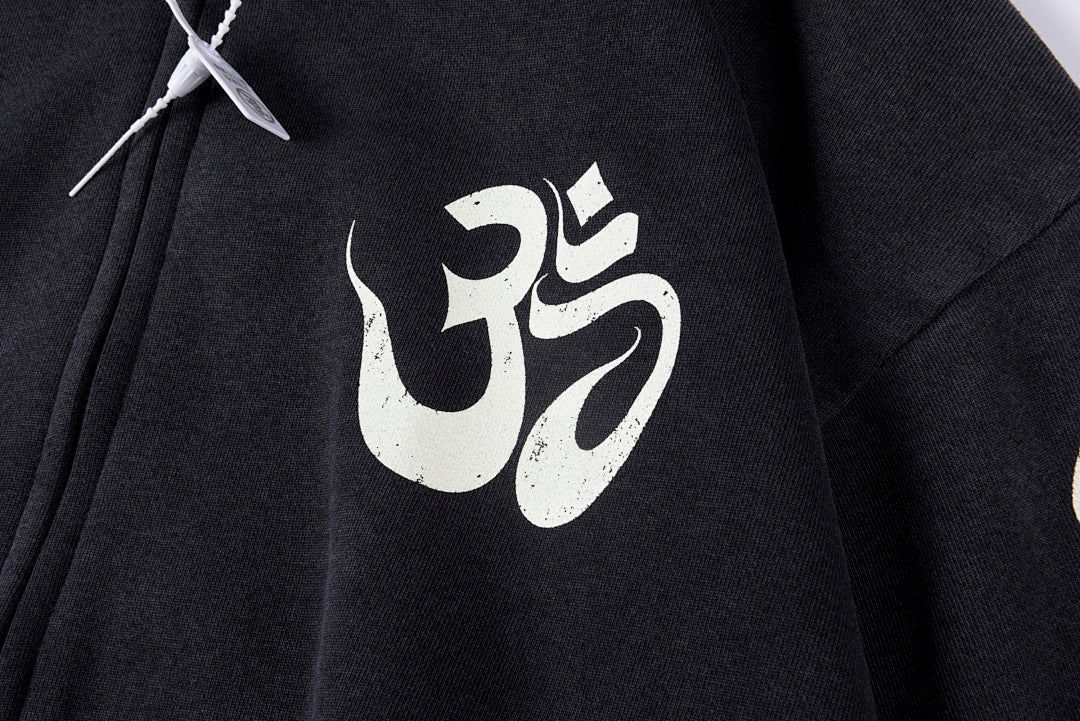 Hellstar Studios American Street Washed Distressed Hoodie - Navy Black - product image 9