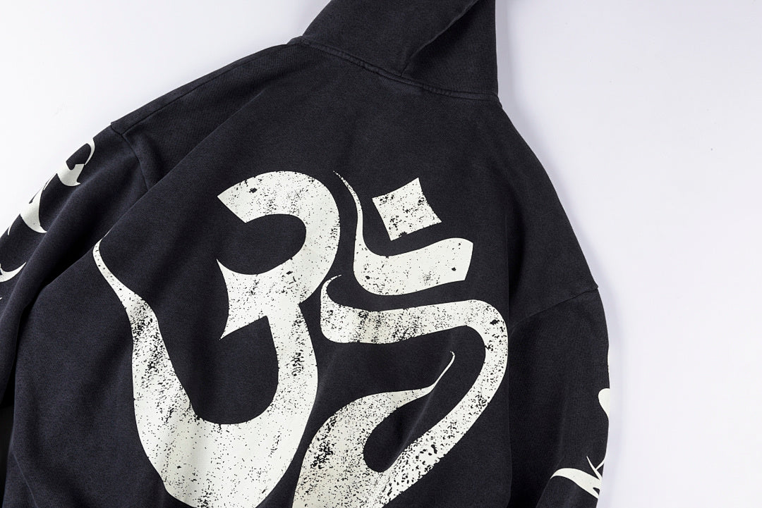Hellstar Studios American Street Washed Distressed Hoodie - Navy Black - product image 11