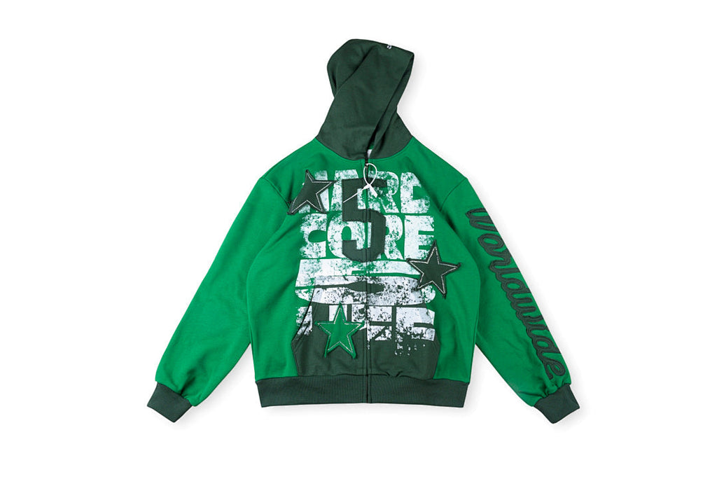 Sp5der Oversized 5 Letter Casual Zip-Up Hoodie - Black Navy - product image 4