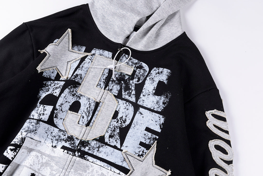 Sp5der Oversized 5 Letter Casual Zip-Up Hoodie - Black Navy - product image 11