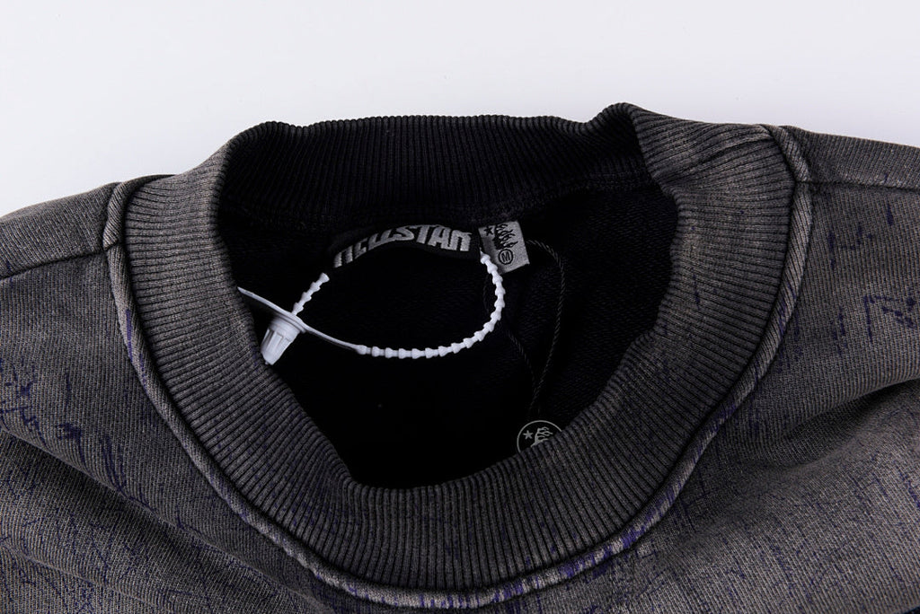 Hellstar Studios Vintage Print Distressed Washed Hoodie - Charcoal - product image 5