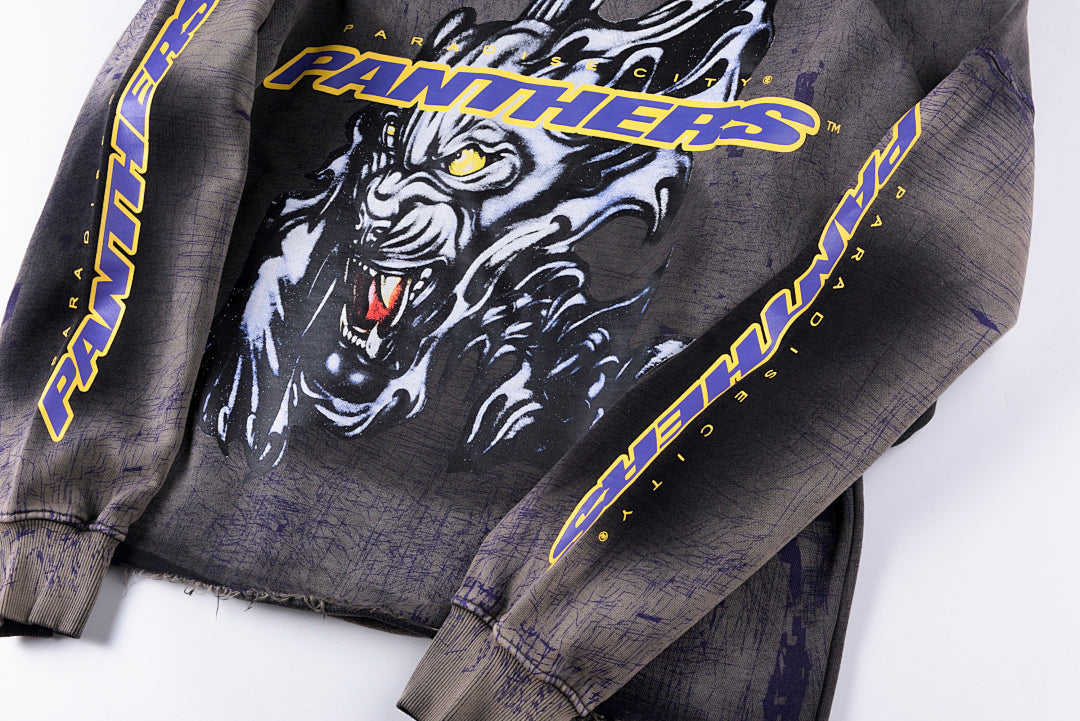 Hellstar Studios Vintage Print Distressed Washed Hoodie - Charcoal - product image 6