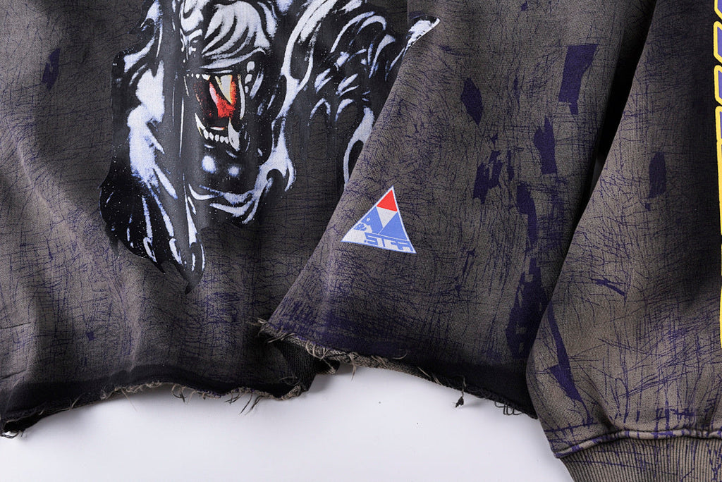 Hellstar Studios Vintage Print Distressed Washed Hoodie - Charcoal - product image 8