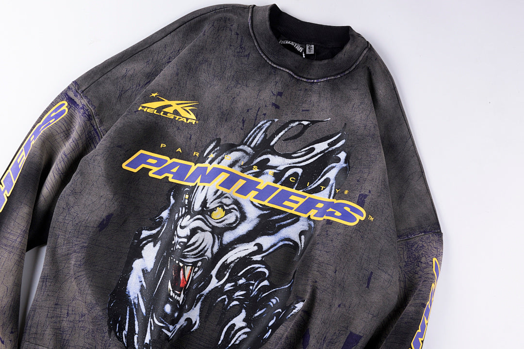 Hellstar Studios Vintage Print Distressed Washed Hoodie - Charcoal - product image 9