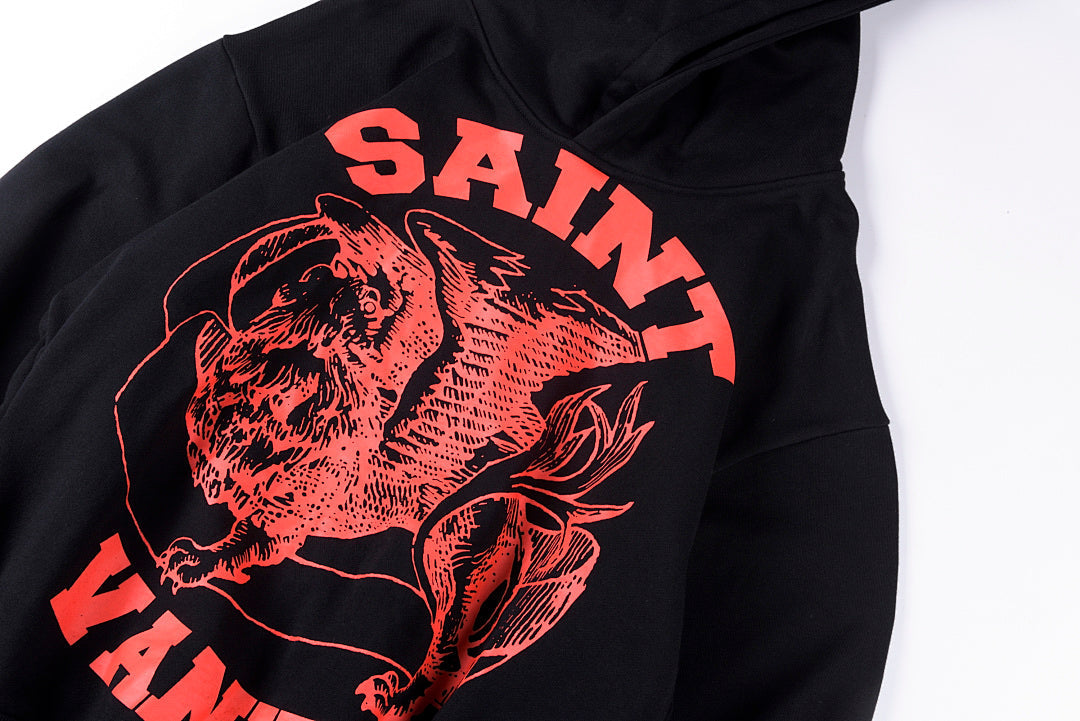 Saint Vanity Letter Print American Casual Cotton Hoodie - Black - product image 10