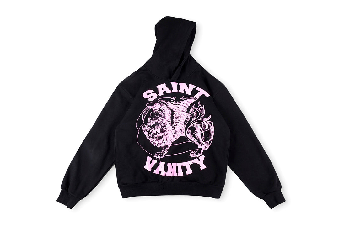 Saint Vanity Letter Print American Casual Cotton Hoodie - Black - product image 1