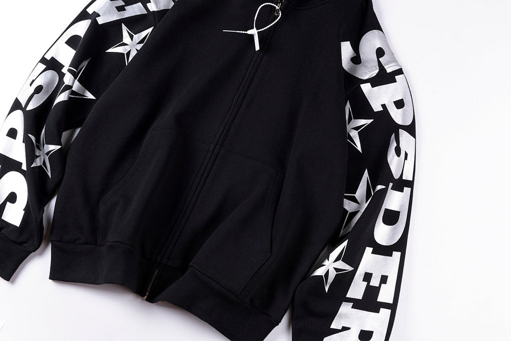 Sp5der Worldwide 555555 Star Print Set Hoodie - Black - product image 8