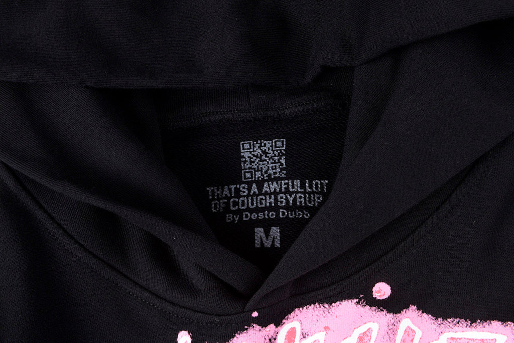 That's A Awful Lot of Cough Syrup Pink Letter Graffiti Print Casual Hoodie - Black / Light Gray - product image 4
