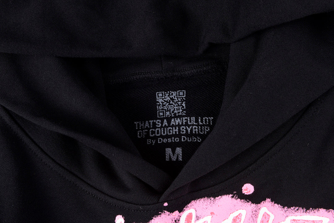 That's A Awful Lot of Cough Syrup Pink Letter Graffiti Print Casual Hoodie - Black / Light Gray - product image 4