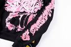 That's A Awful Lot of Cough Syrup Pink Letter Graffiti Print Casual Hoodie - Black / Light Gray - product image 6