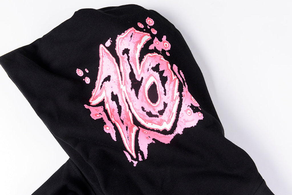 That's A Awful Lot of Cough Syrup Pink Letter Graffiti Print Casual Hoodie - Black / Light Gray - product image 7