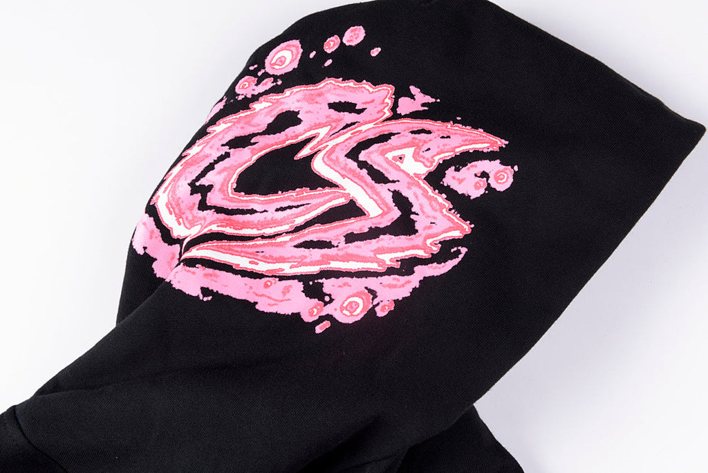 That's A Awful Lot of Cough Syrup Pink Letter Graffiti Print Casual Hoodie - Black / Light Gray - product image 8