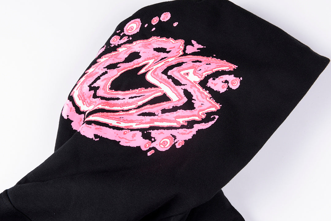 That's A Awful Lot of Cough Syrup Pink Letter Graffiti Print Casual Hoodie - Black / Light Gray - product image 8