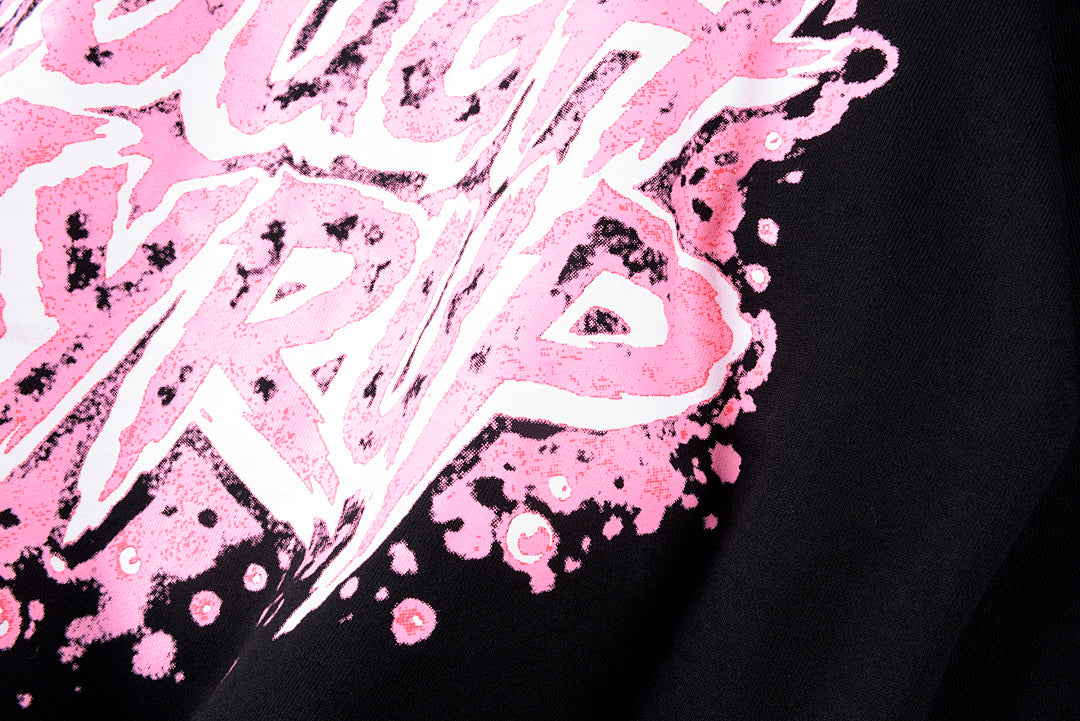 That's A Awful Lot of Cough Syrup Pink Letter Graffiti Print Casual Hoodie - Black / Light Gray - product image 11