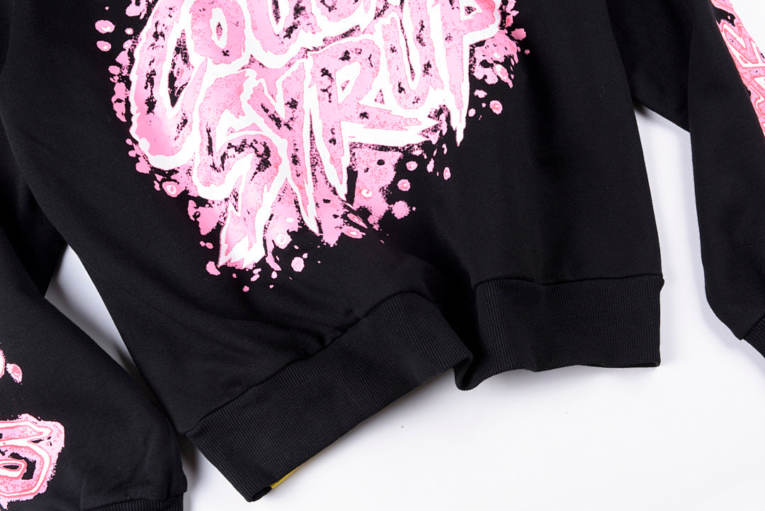 That's A Awful Lot of Cough Syrup Pink Letter Graffiti Print Casual Hoodie - Black / Light Gray - product image 13