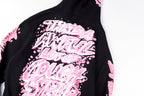 That's A Awful Lot of Cough Syrup Pink Letter Graffiti Print Casual Hoodie - Black / Light Gray - product image 14