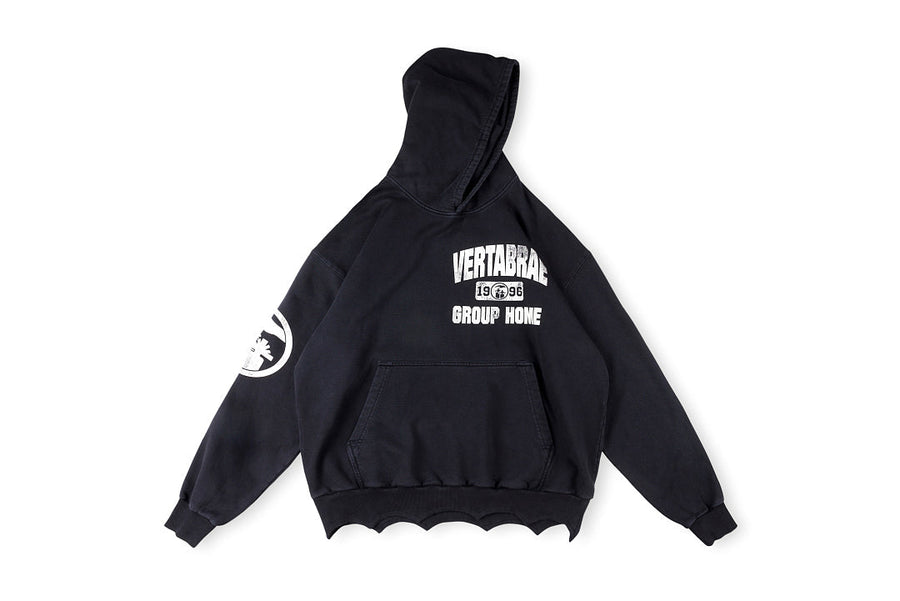 Vertabre Tattoo Zip-Up Hoodie - Black