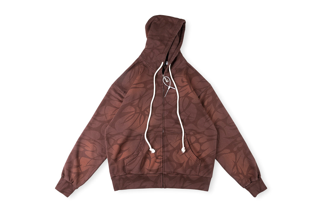 Hellstar Studios Thorn Print Washed Cargo Hoodie - Burgundy - product image 1