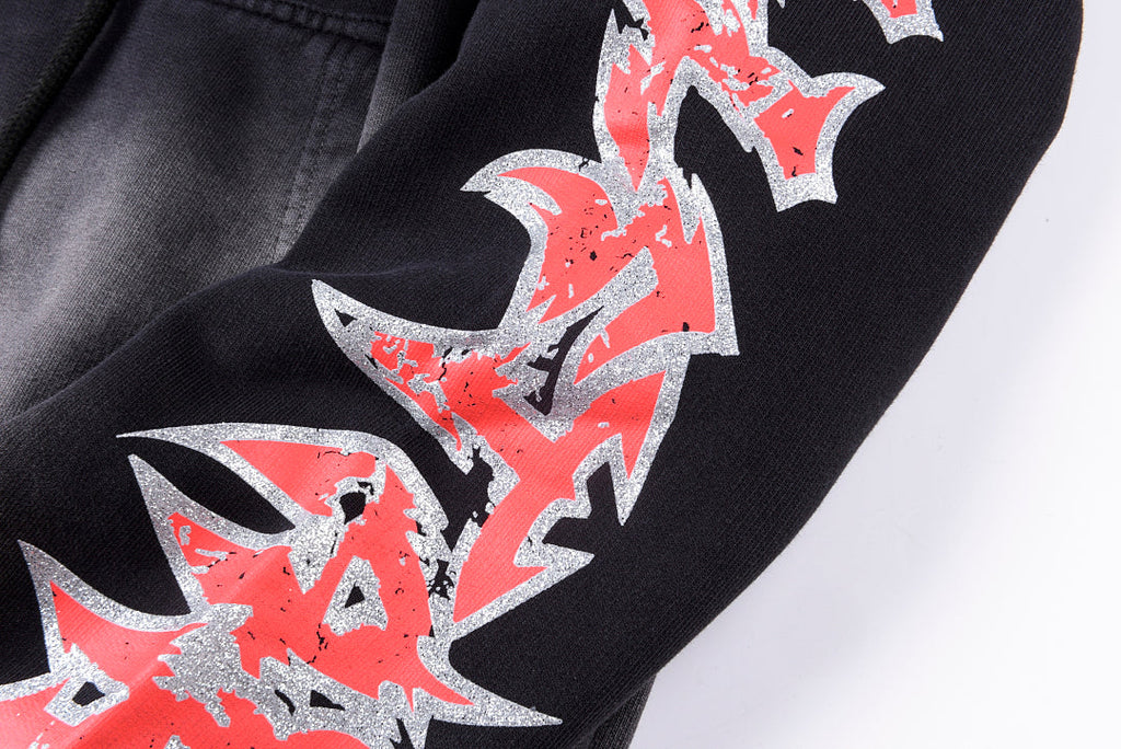 Hellstar Studios Glitter Washed Hoodie - Navy Black / Charcoal - product image 8