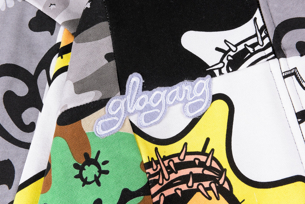 Glo Gang Cartoon Splice Washed Zip-Up Hoodie - Black Light Gray - product image 6