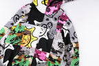 Glo Gang Cartoon Splice Washed Zip-Up Hoodie - Black Light Gray - product image 9
