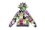 Glo Gang Cartoon Splice Washed Zip-Up Hoodie - Black Light Gray - product image 2