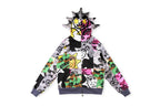 Glo Gang Cartoon Splice Washed Zip-Up Hoodie - Black Light Gray - product image 1