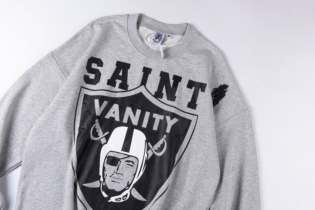 Saint Vanity Vintage Print Cotton Crewneck Sweatshirt - Light Gray - product image 9