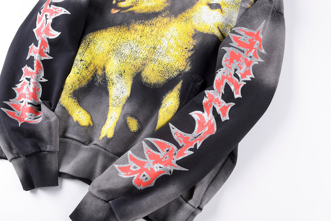 Hellstar Studios The Path to Paradise Lamb Print Washed Hoodie - Charcoal Navy - product image 9