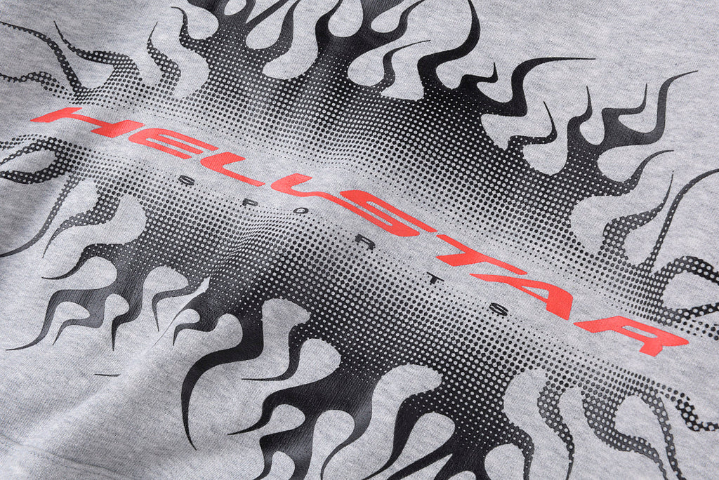 Hellstar Studios Flame Print Cotton Hoodie - Light Gray - product image 9
