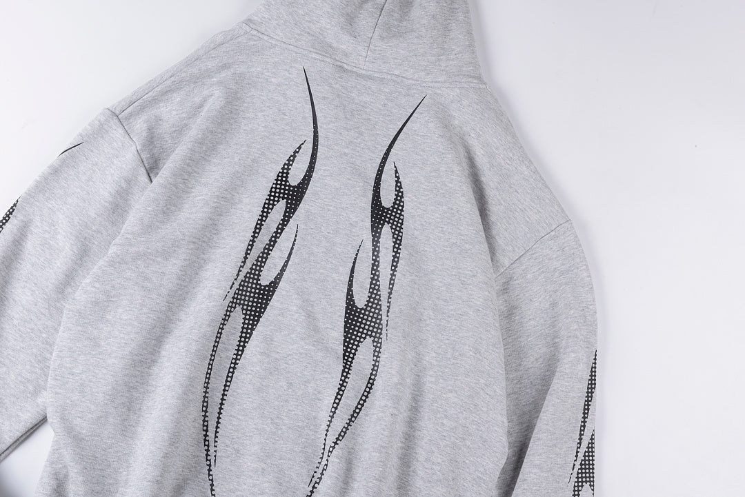 Hellstar Studios Flame Print Cotton Hoodie - Light Gray - product image 14