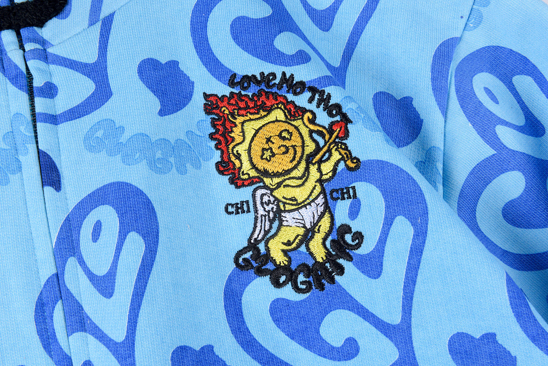 Glo Gang The Glory Full Zip Drink Cartoon Crystal Embroidery Hoodie - Light Blue - product image 6
