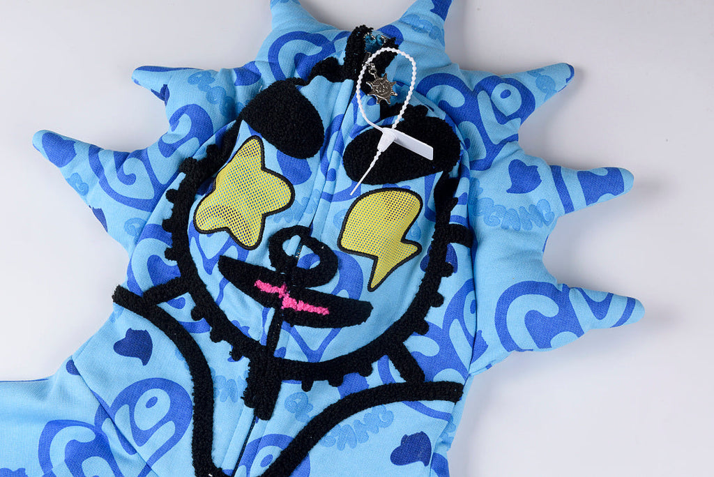 Glo Gang The Glory Full Zip Drink Cartoon Crystal Embroidery Hoodie - Light Blue - product image 8