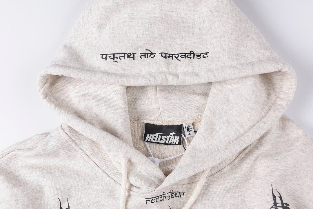 Hellstar Studios Meditation Theme Hoodie - Light Gray - product image 5