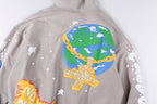Vertabrae Cosmic Earth Skull Meteorite Puff Print Zip-Up Hoodie - Gray / Red - product image 14