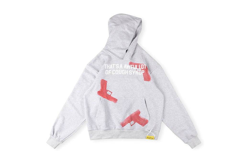 That's A Awful Lot of Cough Syrup Pistol Print Hoodie - Light Gray - product image 1