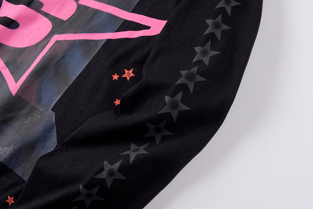Sp5der 555555 Pink Letter Long Sleeve T-Shirt - Black - product image 4