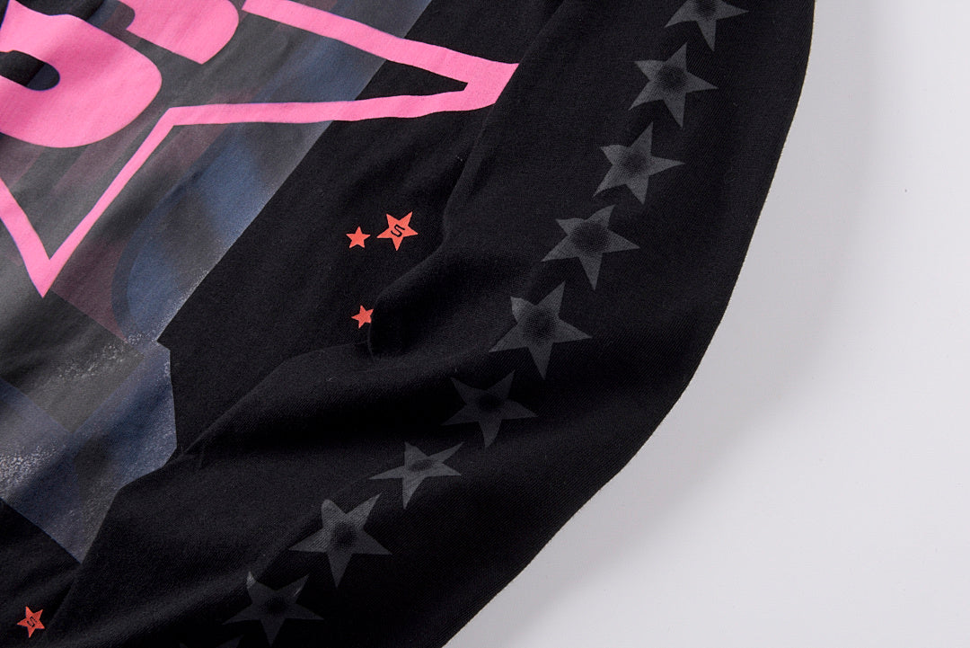 Sp5der 555555 Pink Letter Long Sleeve T-Shirt - Black - product image 4