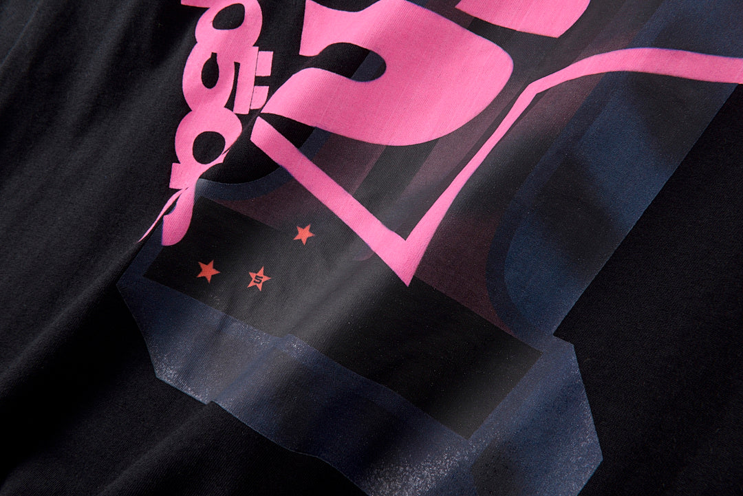 Sp5der 555555 Pink Letter Long Sleeve T-Shirt - Black - product image 5
