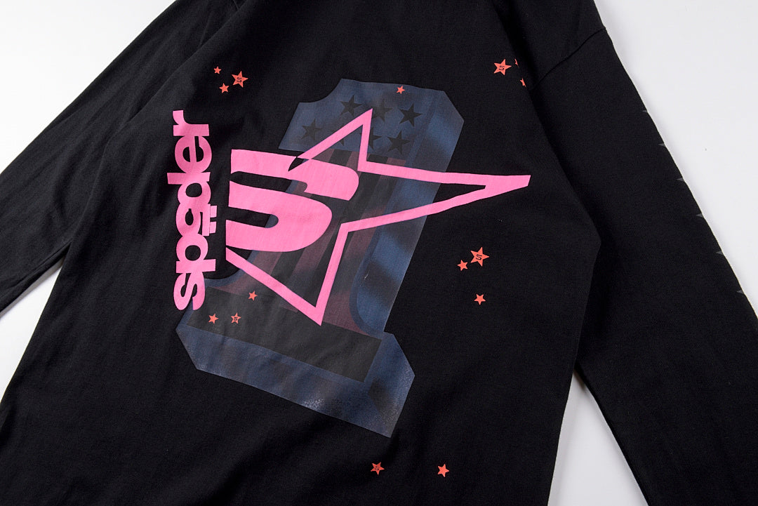 Sp5der 555555 Pink Letter Long Sleeve T-Shirt - Black - product image 6