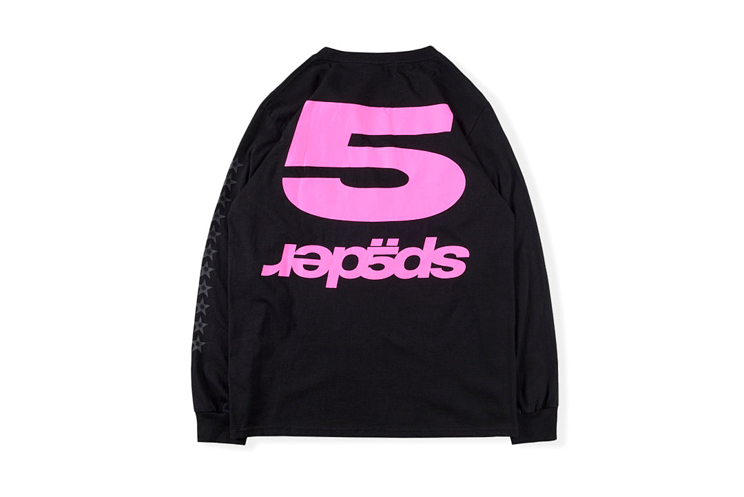 Sp5der 555555 Pink Letter Long Sleeve T-Shirt - Black - product image 2