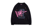 Sp5der 555555 Pink Letter Long Sleeve T-Shirt - Black - product image 1