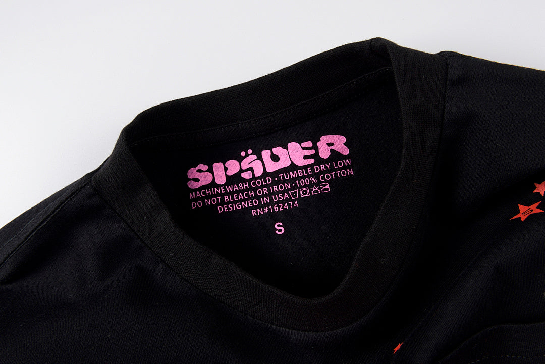 Sp5der 555555 Pink Star Long Sleeve T-Shirt - Black - product image 3