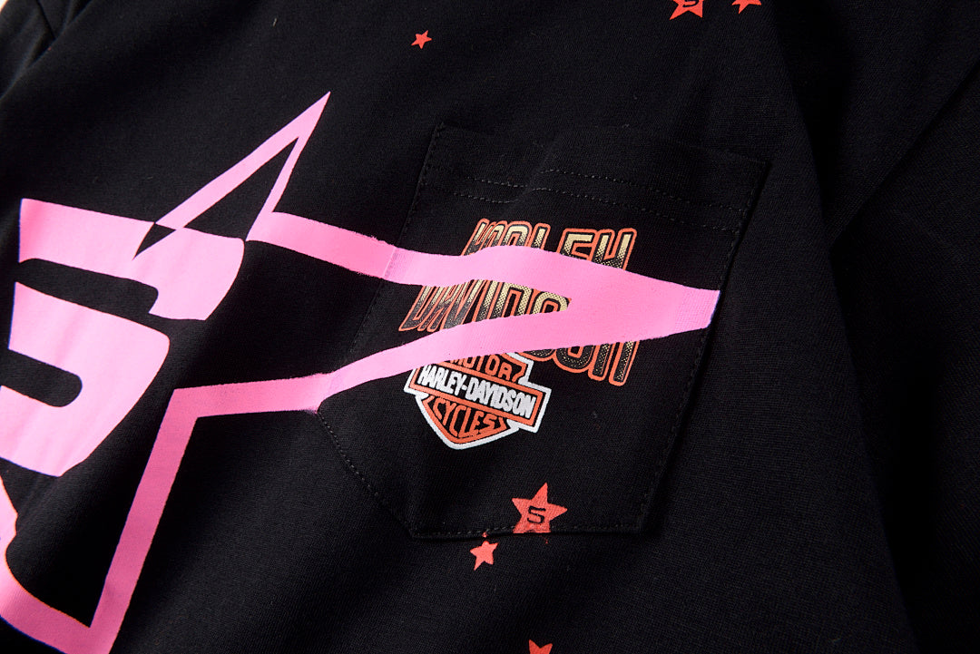 Sp5der 555555 Pink Star Long Sleeve T-Shirt - Black - product image 6