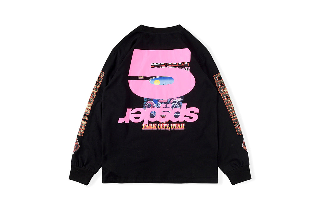 Sp5der 555555 Pink Star Long Sleeve T-Shirt - Black - product image 2