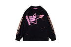 Sp5der 555555 Pink Star Long Sleeve T-Shirt - Black - product image 1