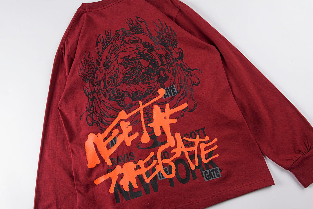 Travis Scott Astrofest Cactus Jack Tour Long Sleeve T-Shirt - Burgundy - product image 9