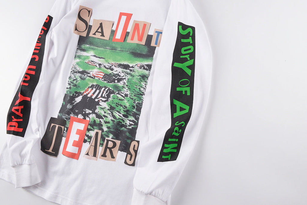 Saint Michael 21AW Landscape Letter Vintage Washed Long Sleeve T-Shirt - Light Gray - product image 7